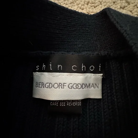 Shin Choi/Bergdorf Goodman Deep Navy Blue Zip Up Cable Knit Sweater - Picture 3 of 8